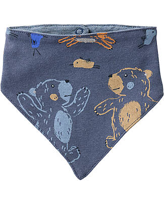 People Wear Organic Teddy Bears Triangle Scarf - Blue - Cotton GOTS Scarves
