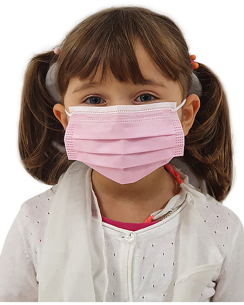 Personal Protective Equipment Pack of 10 Face Medical Pink Masks for Kids - Type 2R - 3 Ply - Made in Italy Face Mask for Personal Protection