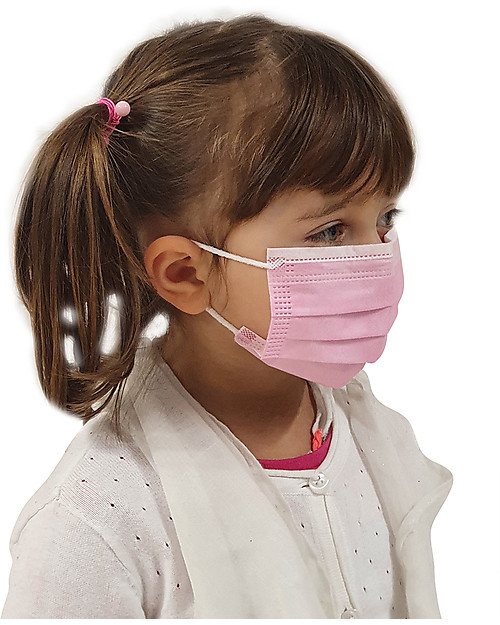 Personal Protective Equipment Pack of 10 Face Medical Pink Masks for Kids - Type 2R - 3 Ply - Made in Italy Face Mask for Personal Protection