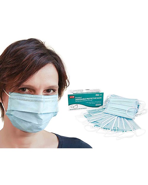 Personal Protective Equipment Pack of 50 Face Medical Masks - 3 Ply - Single Use - CE Certified - Waterproof Face Mask for Personal Protection