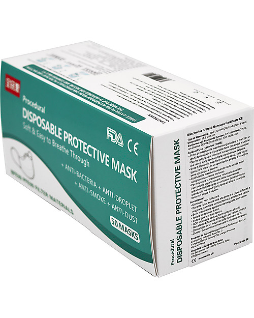 Personal Protective Equipment Pack of 50 Face Medical Masks - 3 Ply - Single Use - CE Certified - Waterproof Face Mask for Personal Protection