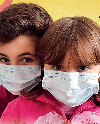 Personal Protective Equipment Pack of 50 Face Medical Masks for Kids - Type 2R - 3 Ply - Made in Italy Face Mask for Personal Protection
