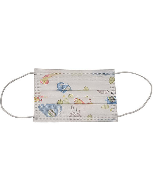 Personal Protective Equipment Pack of 50 Face Medical Masks with Elephant Design for Kids - Type 2R - 3 Ply - Made in Italy Face Mask for Personal Protection