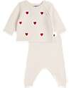 Petit Bateau 2-Piece Set Cardigan and Pants - White - Hearts - Wool and Cotton Cardigans