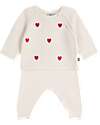 Petit Bateau 2-Piece Set Cardigan and Pants - White - Hearts - Wool and Cotton Cardigans