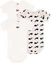 Petit Bateau 3 Pack Short Sleeve Body - White/Cream - Whale - 100% Organic Cotton Short Sleeves Bodies