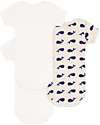 Petit Bateau 3 Pack Short Sleeve Body - White/Cream - Whale - 100% Organic Cotton Short Sleeves Bodies
