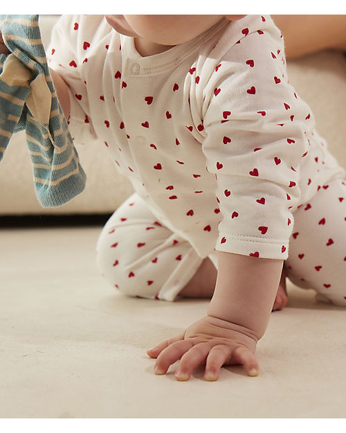 Petit Bateau 3-Piece Set - Body - Cardigan and Trousers - Little Heart Pattern Sets And Co-Ords