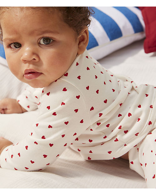 Petit Bateau 3-Piece Set - Body - Cardigan and Trousers - Little Heart Pattern Sets And Co-Ords