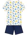Petit Bateau 4 Pieces Short Sleeved Pajamas - Monkeys - White/Blue - 100% Oeko-Tex Cotton - Glows in the Dark! Pyjamas