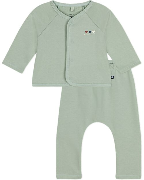 Petit Bateau Baby Two-Piece Fleece Fabric Set - Green - Organic Cotton Sets And Co-Ords