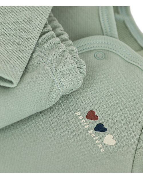 Petit Bateau Baby Two-Piece Fleece Fabric Set - Green - Organic Cotton Sets And Co-Ords