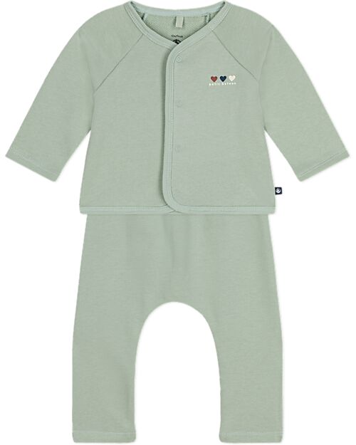 Petit Bateau Baby Two-Piece Fleece Fabric Set - Green - Organic Cotton Sets And Co-Ords