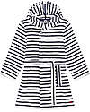 Petit Bateau Bathrobe - White/Blue - 100% Oeko-Tex Organic Cotton - with Hood and Belt Towels And Flannels