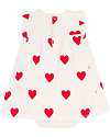 Petit Bateau Body Dress - Heart Print - White - Organic Cotton Dresses_