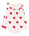 Petit Bateau Body Dress - Heart Print - White - Organic Cotton Dresses_