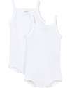 Petit Bateau Bodysuit with Straps, 2-pack - White - 100% Cotton Short Sleeves Bodies
