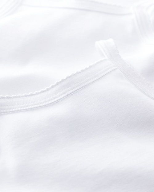 Petit Bateau Bodysuit with Straps, 2-pack - White - 100% Cotton Short Sleeves Bodies