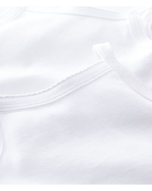 Petit Bateau Bodysuit with Straps, 2-pack - White - 100% Cotton Short Sleeves Bodies