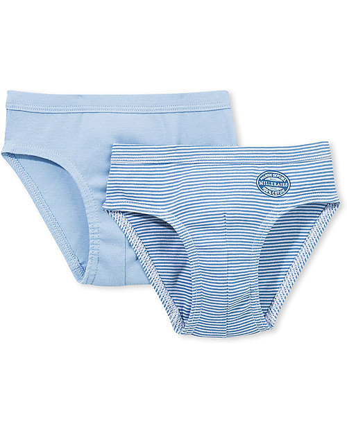 Petit Bateau Boy's Panties, 2-pack, Blue/Stripes - 100% cotton boy