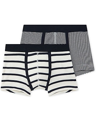 Petit Bateau Boy’s Boxers, 2-pack, Black and White - 100% Cotton Briefs