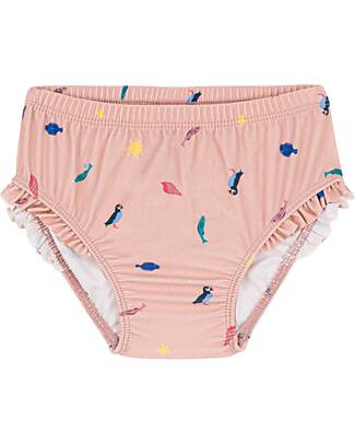 Petit Bateau Culotte Swimsuit - Sea Animals - Pink - with Ruffles - Recycled Material Bikinis And Tankinis