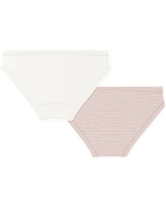 Petit Bateau Culottes - Pack of 2 - White and Pink - 100% Organic Cotton Briefs