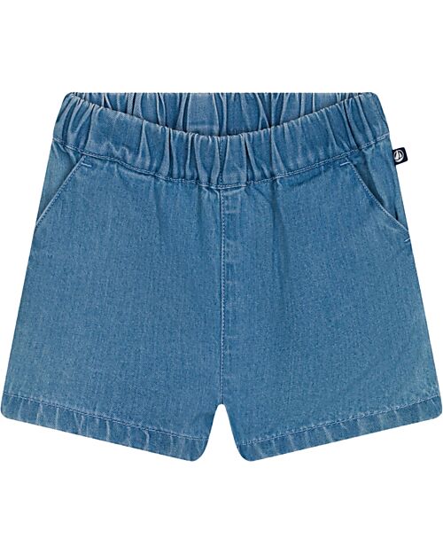 Petit Bateau Denim Shorts With Elasticated Waistband - Organic Cotton Shorts