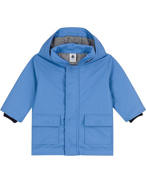 Petit Bateau Edna Waterproof Waxed Jacket - Blue - with Hood Waterproof