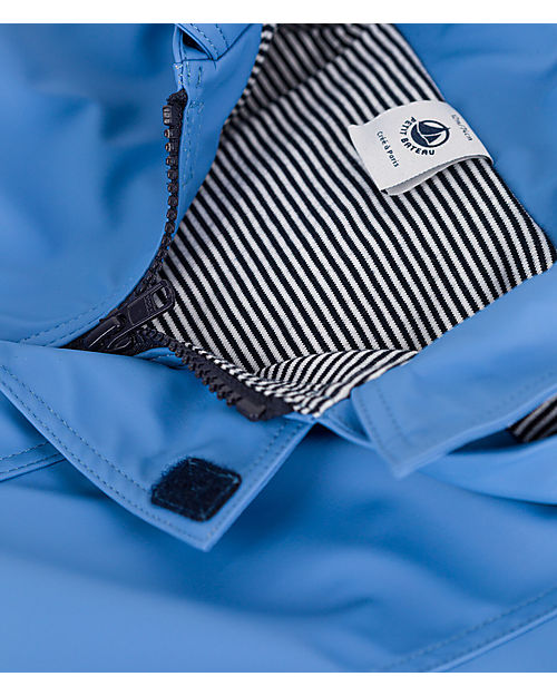 Petit Bateau Edna Waterproof Waxed Jacket - Blue - with Hood Waterproof