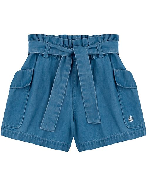 Petit Bateau Flared Shorts - Denim - Organic Cotton Shorts