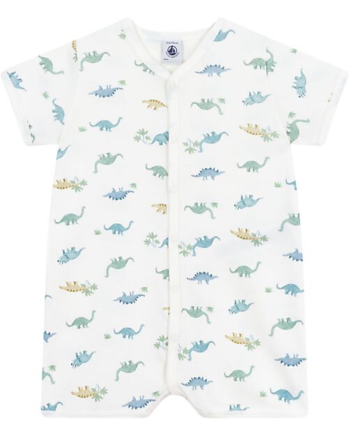 Petit Bateau Footless Sleepsuit - 100% Cotton - Dinosaurs Short Rompers
