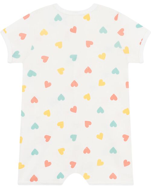 Petit Bateau Footless Sleepsuit - 100% Cotton - Hearts Short Rompers