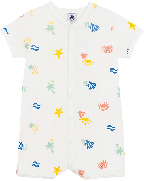 Petit Bateau Footless Sleepsuit - 100% Cotton - Sea Short Rompers