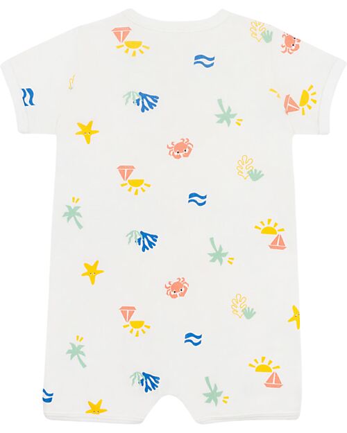 Petit Bateau Footless Sleepsuit - 100% Cotton - Sea Short Rompers