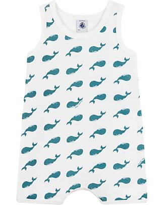 Petit Bateau Footless Sleepsuit - 100% Cotton - Whales Short Rompers