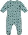 Petit Bateau Full-Length Fleece Fabric Jumpsuit - Aqua Green - Raccoon - 100% Cotton Babygrows