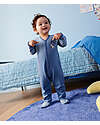 Petit Bateau Full-Length Long-Sleeve Velour Jumpsuit - Light Blue - 100% Cotton Babygrows