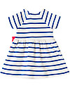 Petit Bateau Girl's Stripy Dress, White/Navy - 100% Cotton Dresses_