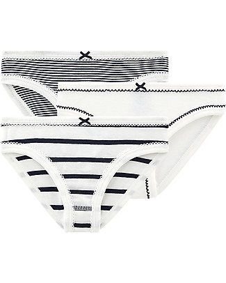 Petit Bateau Girl’s Panties, 3-pack, Black&White - 100% Cotton Briefs