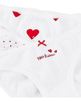 Petit Bateau Girl’s Panties, 3-pack, Heart - 100% Cotton Oeko-Tex Briefs