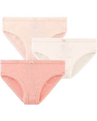 Petit Bateau Girl’s Panties, 3-pack, Pink - Cotton and Linen Briefs