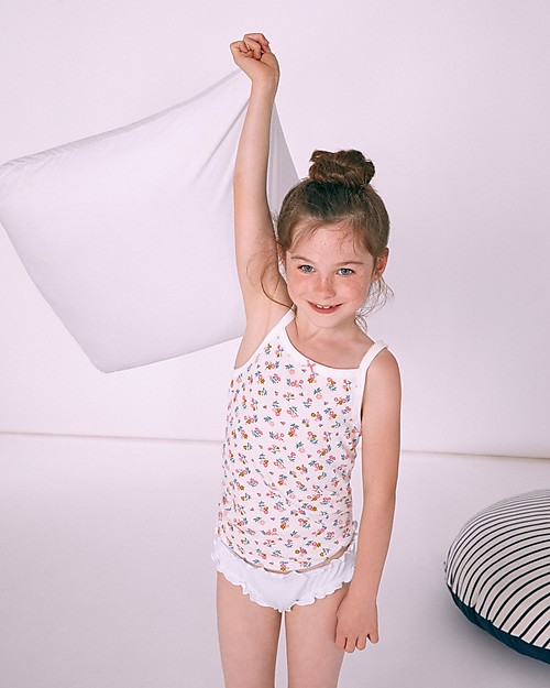 Petit Bateau Girl’s Vest, 2-pack, Flowers/Pink - 100% Cotton Vests