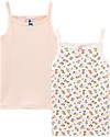 Petit Bateau Girl’s Vest, 2-pack, Flowers/Pink - 100% Cotton Vests