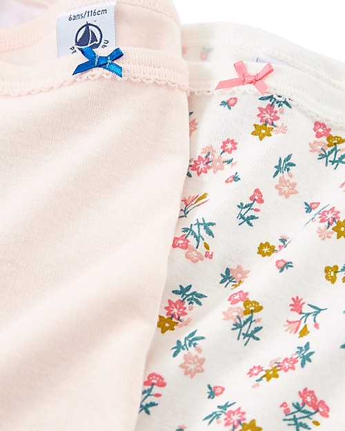 Petit Bateau Girl’s Vest, 2-pack, Flowers/Pink - 100% Cotton Vests