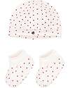 Petit Bateau Hat & Slippers Set - Hearts - Organic Cotton Newborn Hats