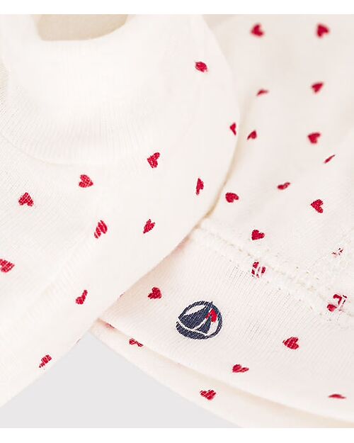 Petit Bateau Hat & Slippers Set - Hearts - Organic Cotton Newborn Hats
