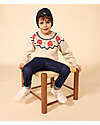 Petit Bateau Jacquard Knit Sweater - Long Sleeve - Beige/White - Wool and Cotton Knit Jumpers