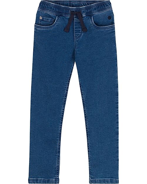Petit Bateau Jeans with Elasticated Waist - Denim Blue Delave Jeans
