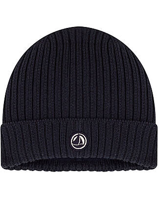 Petit Bateau Knitted Hat - Blue - Fleece Inside - 100% Cotton Winter Hats